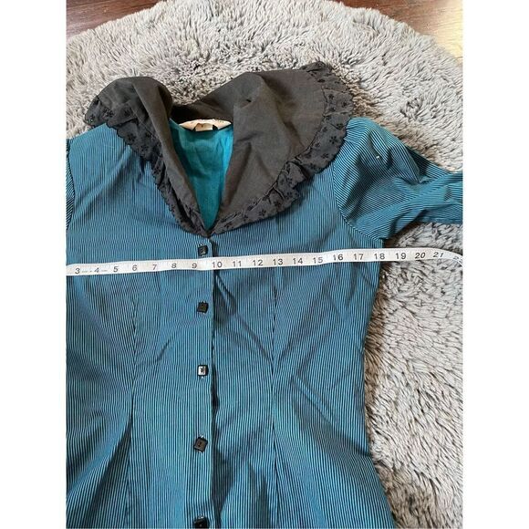 Vintage prairie style blouse and skirt set stripe with oversized collar size xs - Picture 6 of 11